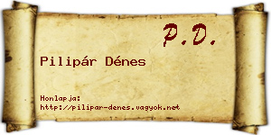 Pilipár Dénes névjegykártya